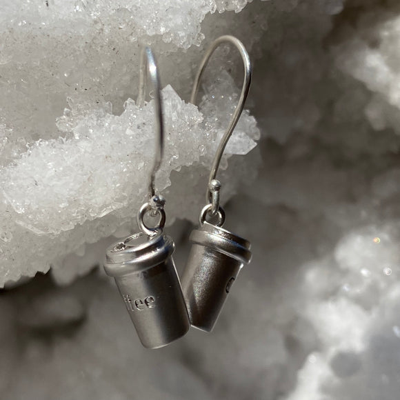 Silver Coffee Cup Earrings