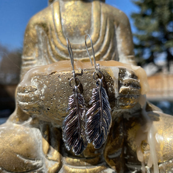 Silver Feather Earrings