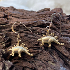 Gold Stegosaurus Earrings