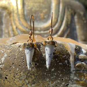 Gold Howlite Spike Earrings