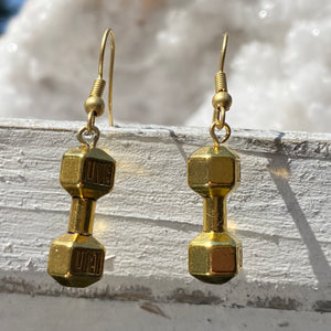 Gold Dumbbell Earrings