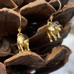 Gold Triceratops Earrings