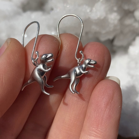 Silver T-Rex Earrings