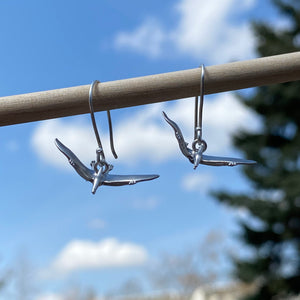 Silver Pterodactyl Earrings