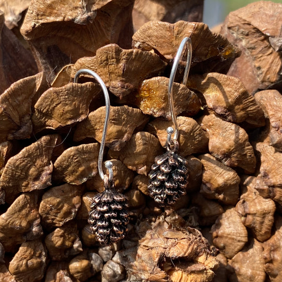 Antiqued Silver Pinecone Earrings